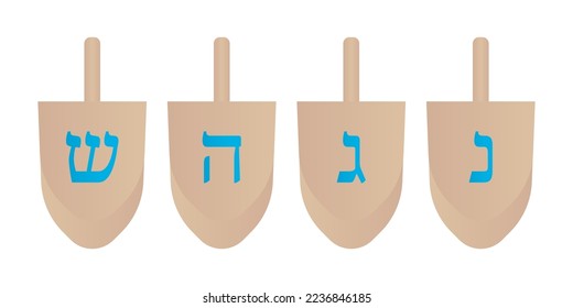 Hanukkah Wooden Dreidel Cuatro Lados