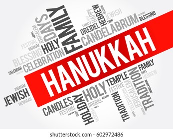 Hanukkah word cloud collage, holiday concept background