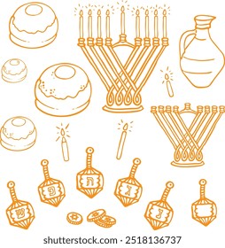 Hanukkah Yellow Vector Clipart Doodle Art