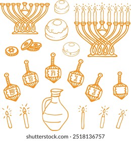 Hanukkah Yellow Vector Clipart Doodle Art