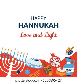 Hanukkah.Traditional festival judío de la luz.Fondo para el Anuncio, cartel, Diseño web. Ilustración vectorial en un blanco