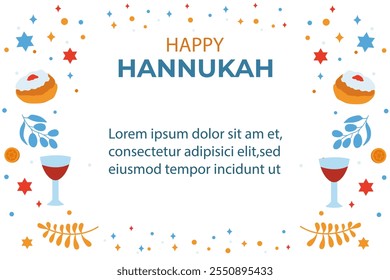 Hanukkah.Traditional festival judío de la luz.Fondo para el Anuncio, cartel, Diseño web. Ilustración vectorial en un blanco