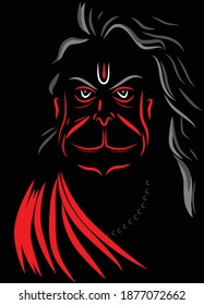 Hanuman artwork, design, black background