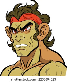 Hanuman Face Close Up Portrait illustration 04