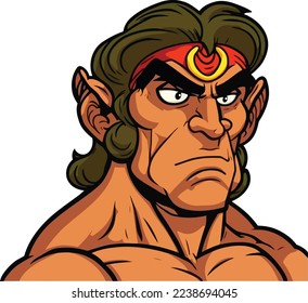 Hanuman Face Close Up Portrait illustration 03