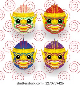 Hanuman, the face of the monkey, Thai art, background, pantomime, drama
