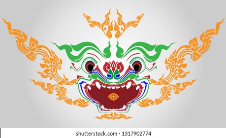 Hanuman face thai style vector illustration