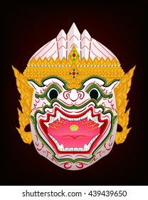 Hanuman head monkey mask The pantomime of thailand graphic vector