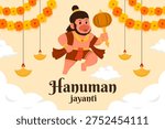 hanuman jayanti background illustration in flat design style