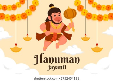 hanuman jayanti background illustration in flat design style