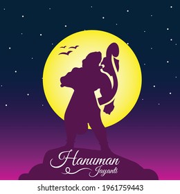 Hanuman Jayanti beautiful greeting wallpaper poster background, festival wishes banner, silhouette illustration vector