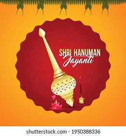 Antecedentes de la celebración de Hanuman jayanti con ilustración vectorial del arma de lord hanuman