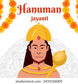 hanuman jayanti illustration in flat design vector style