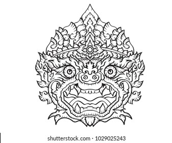 Hanuman king of monkey Thai traditional style. Thai ancient.vector illustration for Travel in Thailand During Summer.poster, greeting card, party invitation, banner other users