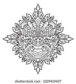 Hanuman king of monkey Thai traditional style. Thai ancient.vector illustration for Travel in Thailand During Summer.poster, greeting card, party invitation, banner other users