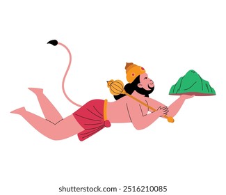 hanuman lifting up dronagiri mountain isolated