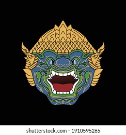 
hanuman mask vector. hanuman vector. traditional mask vector
