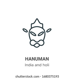 Hanuman outline vector icon. Thin line black hanuman icon, flat vector simple element illustration from editable india concept isolated stroke on white background