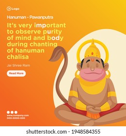 Hanuman the pawanputra banner design template. Vector graphic illustration.