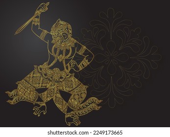 hanuman of thai tradition gold