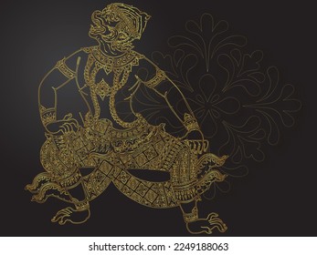 hanuman of thai tradition gold