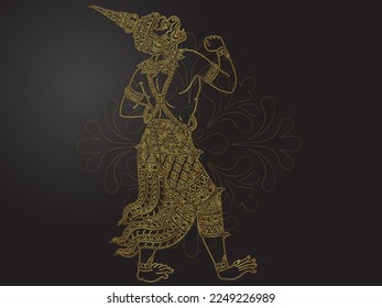 hanuman of thai tradition gold