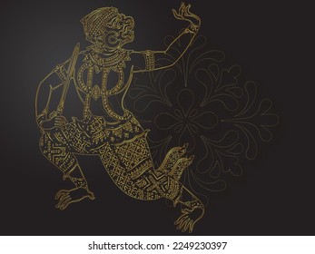 hanuman of thai tradition gold