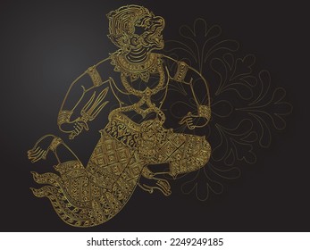 hanuman of thai tradition gold