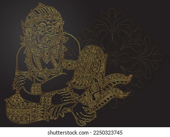 hanuman of thai tradition gold