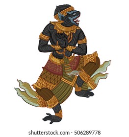 Hanuman,Thai scripture,vector svg