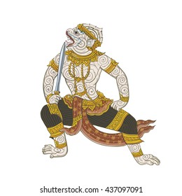 hanuman,thai traditional painting,tatoo