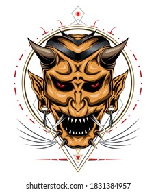 Hanya illustration vector with ornament frame. design for T-shirt, clothing, apparel.