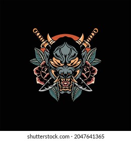 hanya mask tattoo vector design