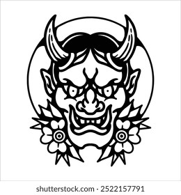 hanya mask tattoo vector design