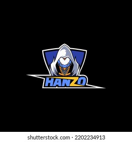 Hanzo Ninja Robot Futuristic Logo Design Illustration.Designs Concept for T-shirts, Tattoos, Stickers, Gaming Logos or Posters.