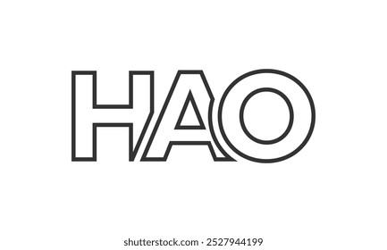 HAO logo design template with strong and modern bold text. Initial based vector logotype featuring simple and minimal typography. Trendy company identity ideal for businesses brand presence.