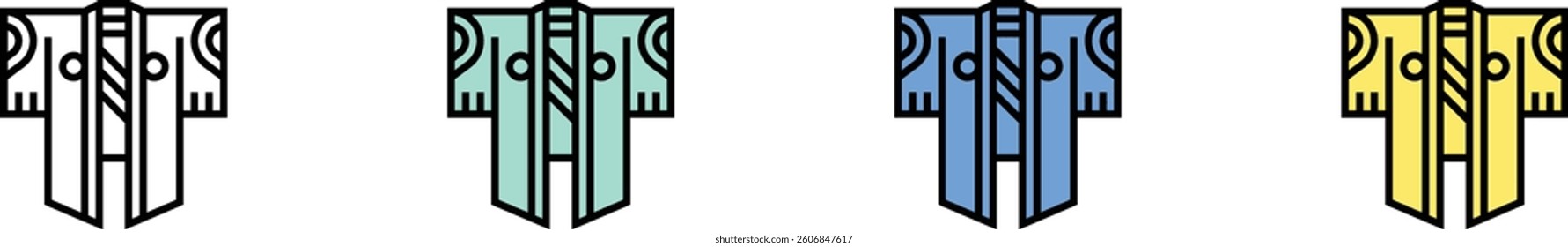 haori icon. Outline, Green, Blue and Yellow Style Design Isolated On White Background