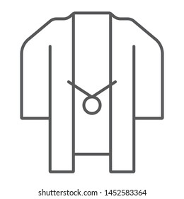 Haori thin line icon, asian and clothes, japan kimono sign, vector graphics, a linear pattern on a white background, eps 10.