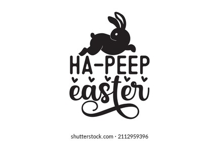 ha-peep easter - Hand-drawn lettering and décor elements. Hand-drawn lettering Easter as Easter badge, icon. Template for Happy Easter Day, invitation, greeting card, web, postcard.