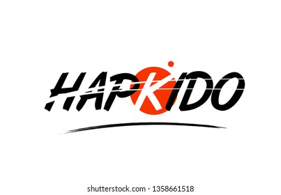 hapkido text word on white background with red circle suitable for card icon or typography logo design