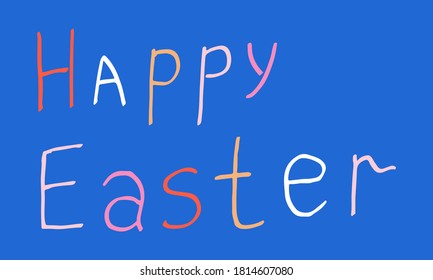 Happe Osterbearbeitung. Handgezeichnete Vektorgrafik im Doodle-Stil. Festlicher Text. Linienzeichnung