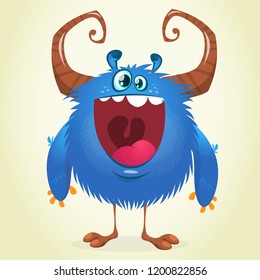 Happe excited monster character. Clipart illustration