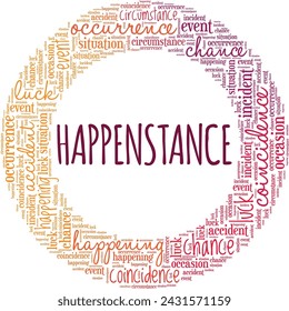 Happenstance word cloud conceptual design isolated on white background.