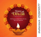 Happi Diwali Festival Wishes Background Template with creative Decorative Elements