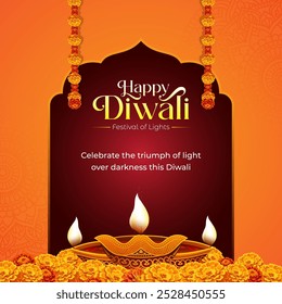 Happi Diwali Festival Wishes Background Template with creative Decorative Elements