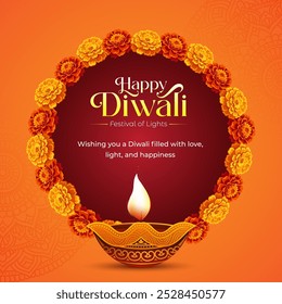 Happi Diwali Festival Wishes Background Template with creative Decorative Elements