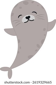 happi sea lion illustration, cute seal smiling illustration