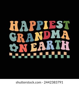 Happiest Grandma On Earth wavy groovy design