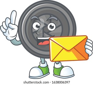 Happily camera lens mascot design style with envelope