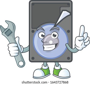 happily Mechanic hard disk cartoon character design